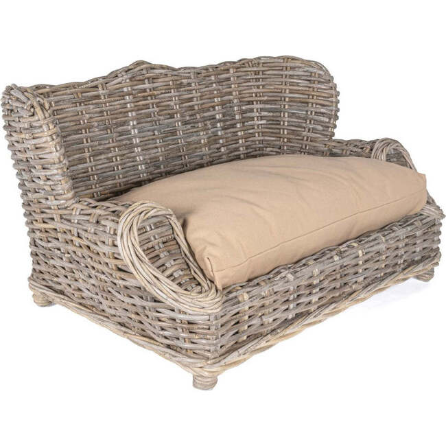 Classic Handwoven Pet Daybed with Machine Washable Cushion, Kubu Grey - Pet Beds - 6