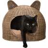 Cat Ear Handwoven Pet Bed with Machine Washable Cushion, Natural - Pet Beds - 3