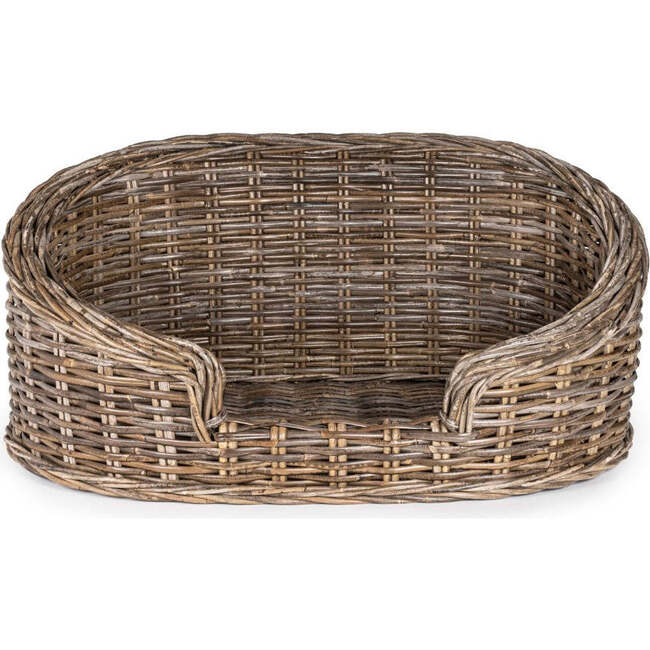 Curvy Handwoven Pet Bed with Machine Washable Cushion, Kubu Grey - Pet Beds - 6