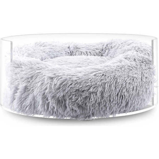 Bette Acrylic Fluffy Donut Pet Bed with Washable Cover, Light Grey/Clear - Pet Beds - 5