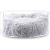 Bette Acrylic Fluffy Donut Pet Bed with Washable Cover, Light Grey/Clear - Pet Beds - 5