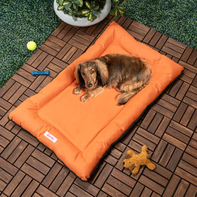 Archie Waterproof Indoor/Outdoor Hand-Washable Memory Foam Camping Pet Bed, Tangerine - Pet Beds - 2