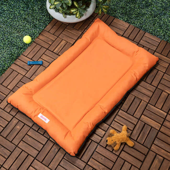 Archie Waterproof Indoor/Outdoor Hand-Washable Memory Foam Camping Pet Bed, Tangerine - Pet Beds - 3