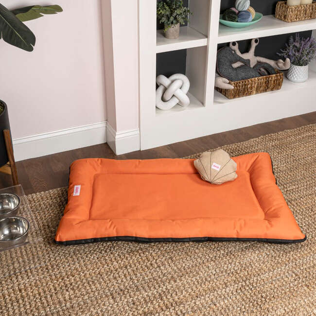 Archie Waterproof Indoor/Outdoor Hand-Washable Memory Foam Camping Pet Bed, Tangerine - Pet Beds - 4