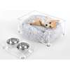 Billie Acrylic Fluffy Pet Bed with Washable Cushion and 4" Elevated Pet Feeder with 2 27oz Stainless Steel Bowls, Light Grey/Clear (Set of 2) - Pet Beds - 3