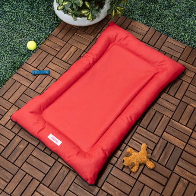 Archie Waterproof Indoor/Outdoor Hand-Washable Memory Foam Camping Pet Bed, Strawberry - Pet Beds - 3
