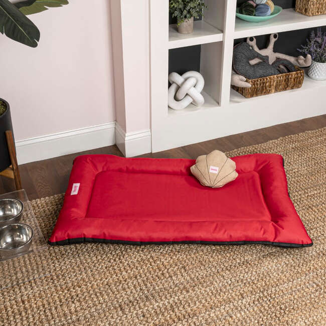 Archie Waterproof Indoor/Outdoor Hand-Washable Memory Foam Camping Pet Bed, Strawberry - Pet Beds - 4