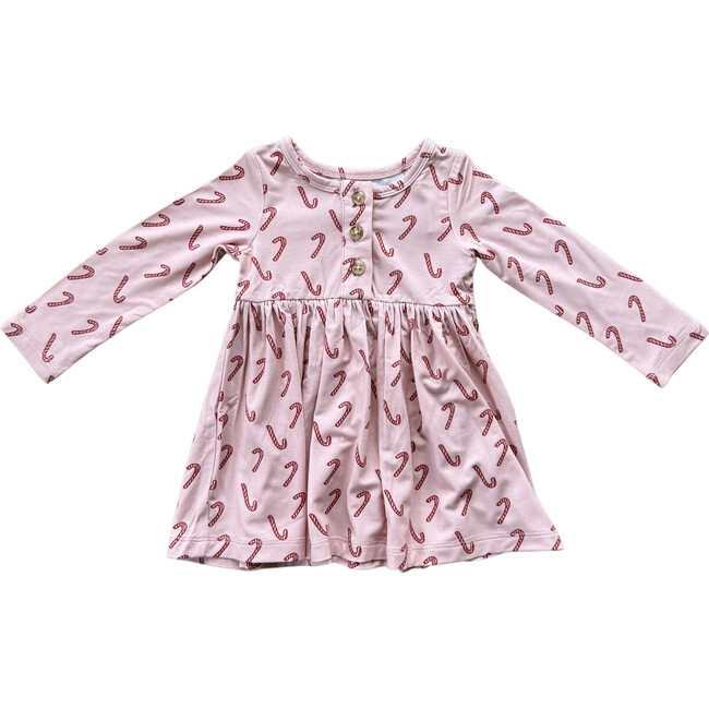 Long Sleeve Henley Dress Candy Cane