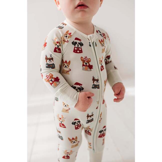 Long Sleeve Zip Romper Christmas Dogs - Rompers - 2