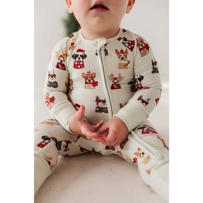 Long Sleeve Zip Romper Christmas Dogs - Rompers - 3
