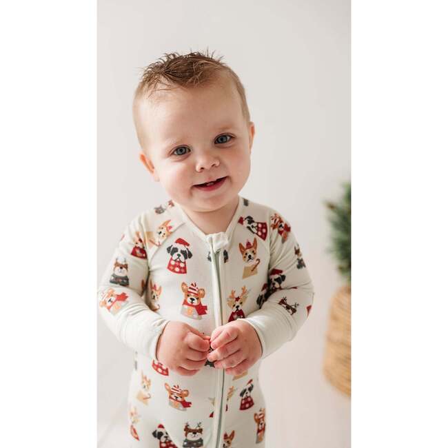 Long Sleeve Zip Romper Christmas Dogs - Rompers - 6