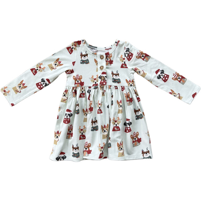 Long Sleeve Henley Dress Christmas Dogs