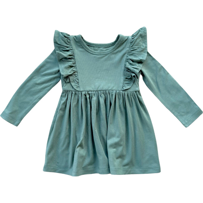 Long Sleeve Ruffle Dress Pine