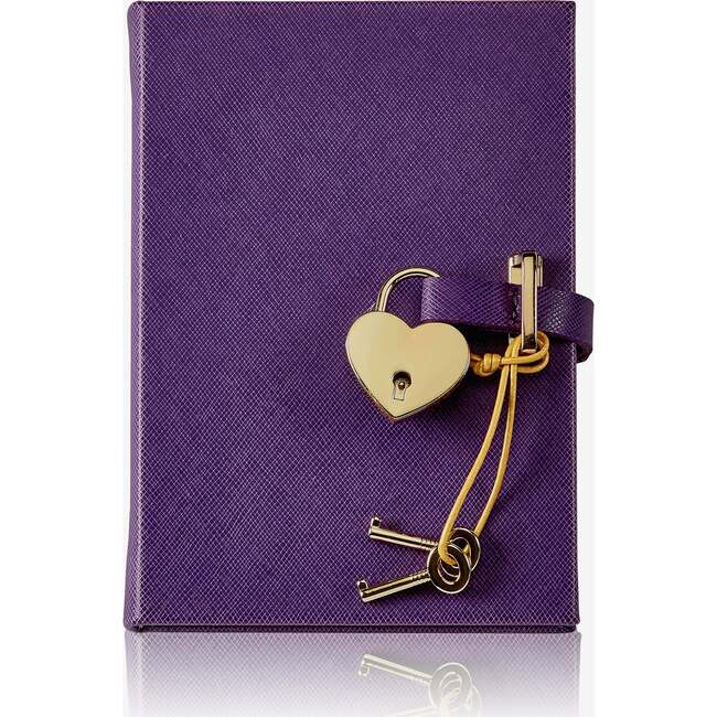 Heart Lock Leather Diary, Purple