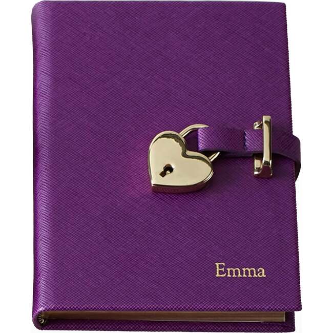 Heart Lock Leather Diary, Purple - Books - 3