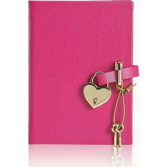 Heart Lock Leather Diary, Pink