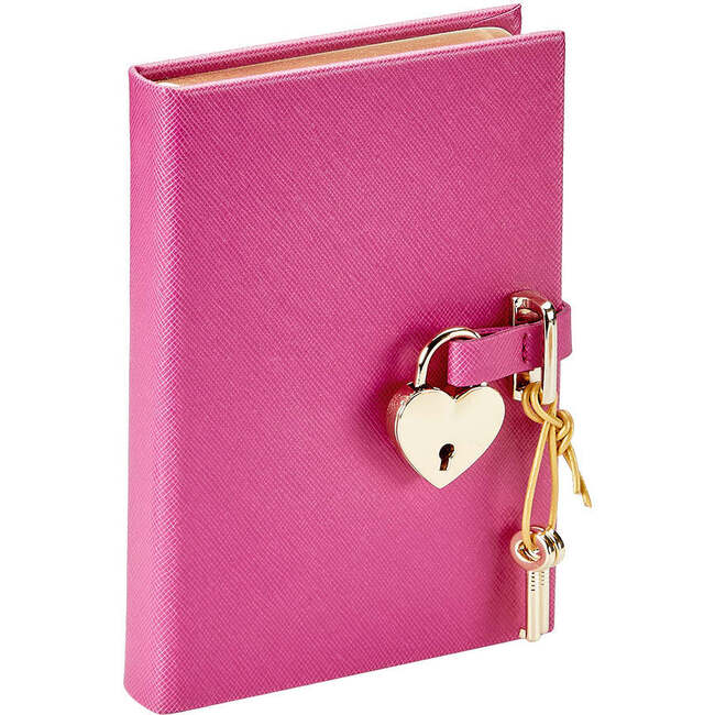 Heart Lock Leather Diary, Pink