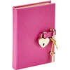 Heart Lock Leather Diary, Pink - Books - 2 - thumbnail