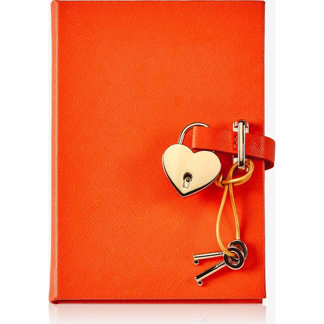 Heart Lock Leather Diary, Orange