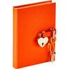 Heart Lock Leather Diary, Orange - Books - 2
