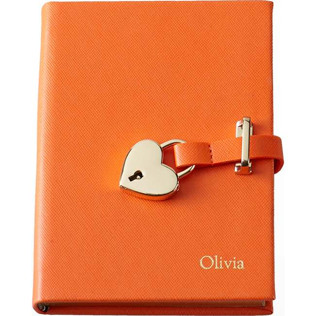 Heart Lock Leather Diary, Orange - Books - 3