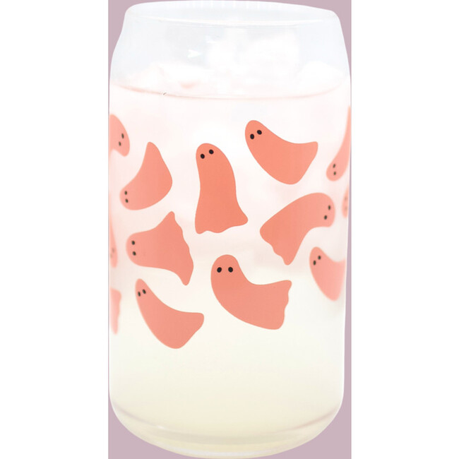 Pink Ghost Halloween Can Glass: 16oz - Tableware - 2