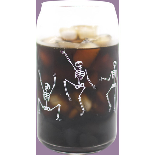 Dancing Skeleton Halloween Can Glass: 16oz