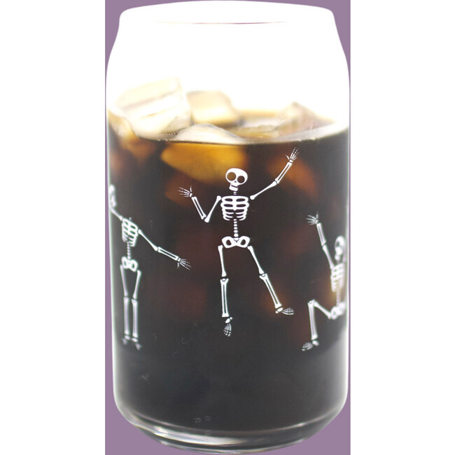 Dancing Skeleton Halloween Can Glass: 16oz - Tableware - 3