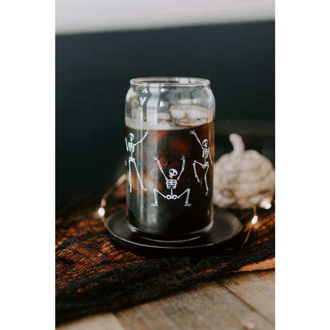 Dancing Skeleton Halloween Can Glass: 16oz - Tableware - 4