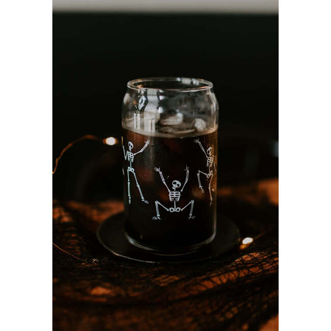 Dancing Skeleton Halloween Can Glass: 16oz - Tableware - 5