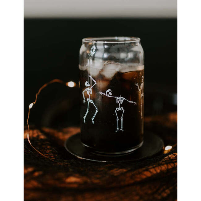 Dancing Skeleton Halloween Can Glass: 16oz - Tableware - 7