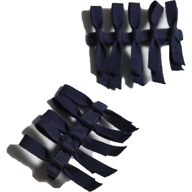 Ribbon Bow Barrettes (Set of 2), Sapphire