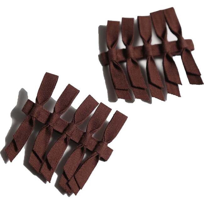 Ribbon Bow Barrettes (Set of 2), Raisin