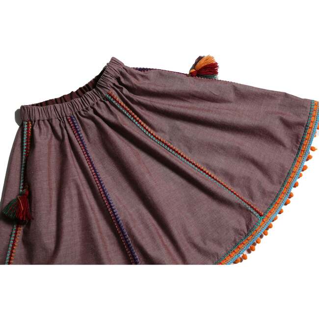 Maya Embroidered Peasant Skirt, Raisin - Skirts - 3
