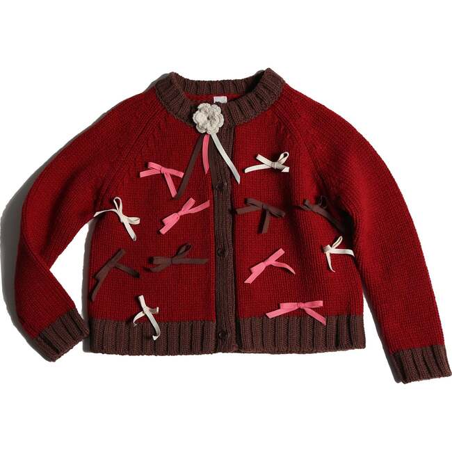 Marisol Bow Cardigan, Ruby