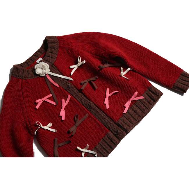 Marisol Bow Cardigan, Ruby - Cardigans - 3