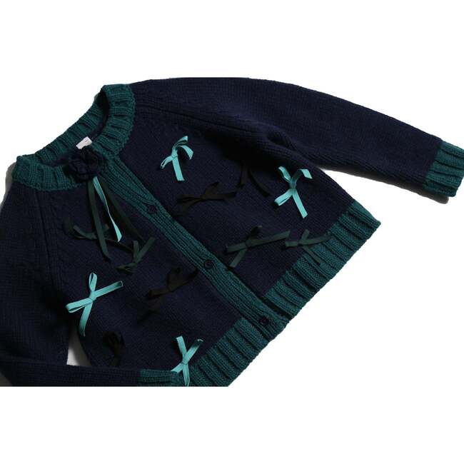Marisol Bow Cardigan, Sapphire - Cardigans - 3