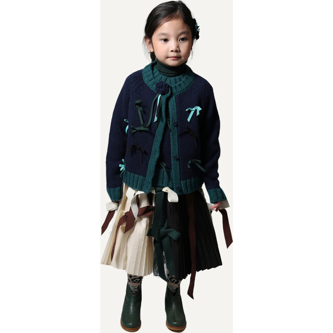 Marisol Bow Cardigan, Sapphire - Cardigans - 4