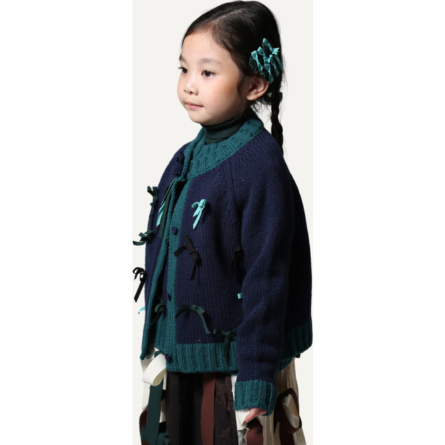 Marisol Bow Cardigan, Sapphire - Cardigans - 5