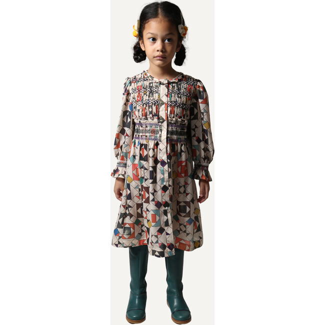Luna Smocked Shirt Dress, Rainbow - Dresses - 4
