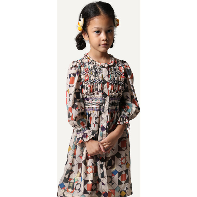 Luna Smocked Shirt Dress, Rainbow - Dresses - 7