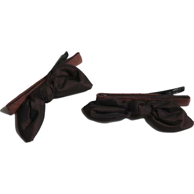 Estrella Bow Embellished Clips (Set of 2), Raisin