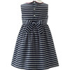 Striped Peter Pan Collar Dress, Navy - Dresses - 2