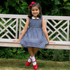 Striped Peter Pan Collar Dress, Navy - Dresses - 3