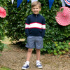 Striped Half Zip Sweater, Navy - Sweaters - 3