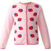 Strawberry Intarsia Cardigan, Pink - Cardigans - 1 - thumbnail