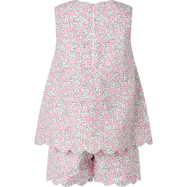 Scalloped Floral Top and Short Set, Pink - Mixed Apparel Set - 2