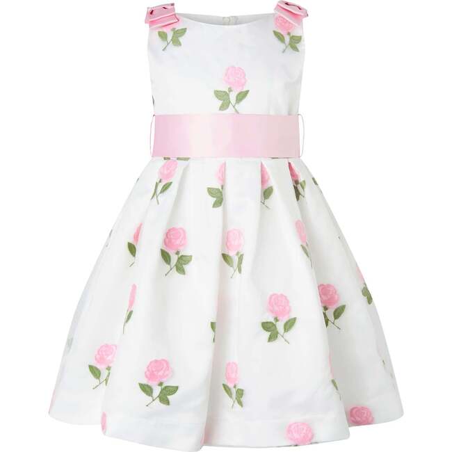 Rose Embroidered Organza Dress, Pink