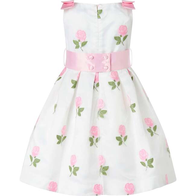 Rose Embroidered Organza Dress, Pink - Dresses - 2