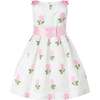 Rose Embroidered Organza Dress, Pink - Dresses - 2